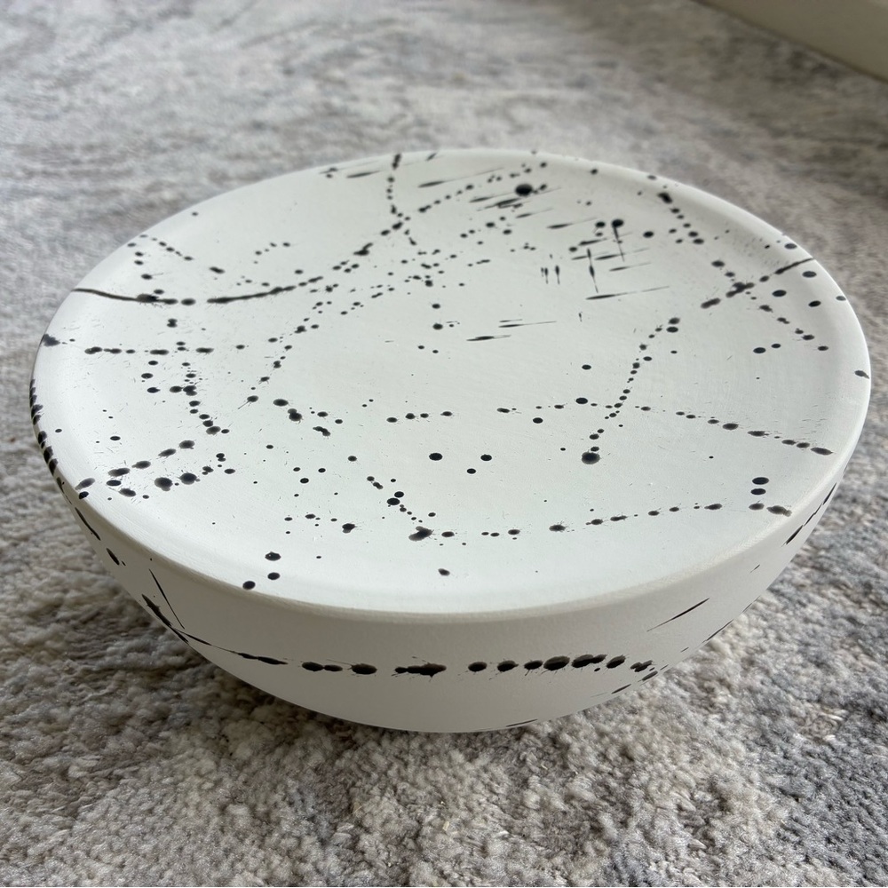 Global Views Black and White Splatter Raised Concave Ceramic serving piece